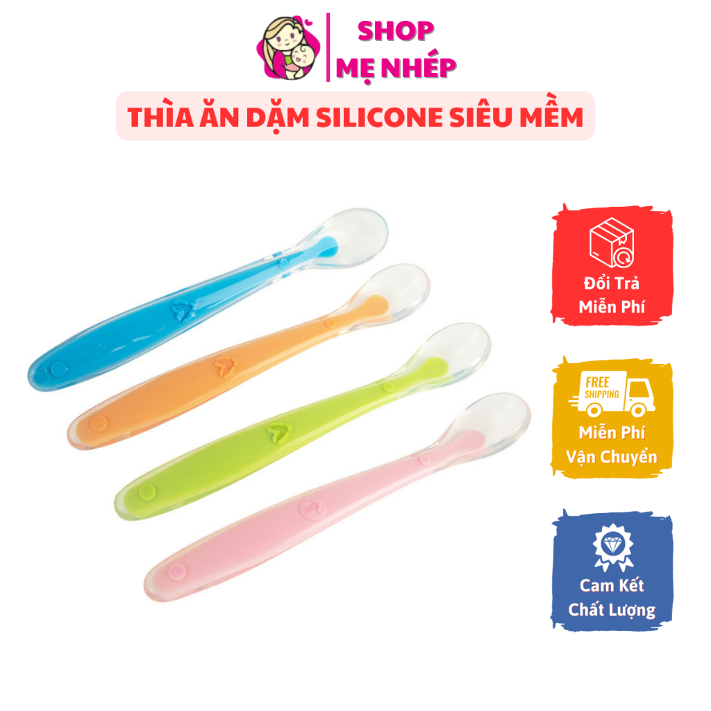 Thìa ăn dặm silicon siêu mềm cho bé