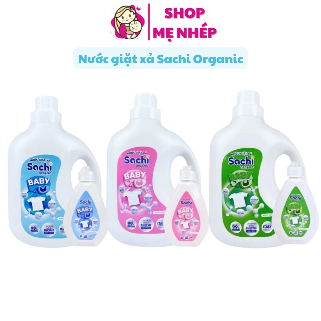 Nước Giặt Xả Cho Bé Sachi Organic Hương Thơm Dịu Nhẹ, Làm Sạch Vết Bẩn, Làm Mềm và Giữ Bền Màu Vải An Toàn Cho Trẻ Nhỏ