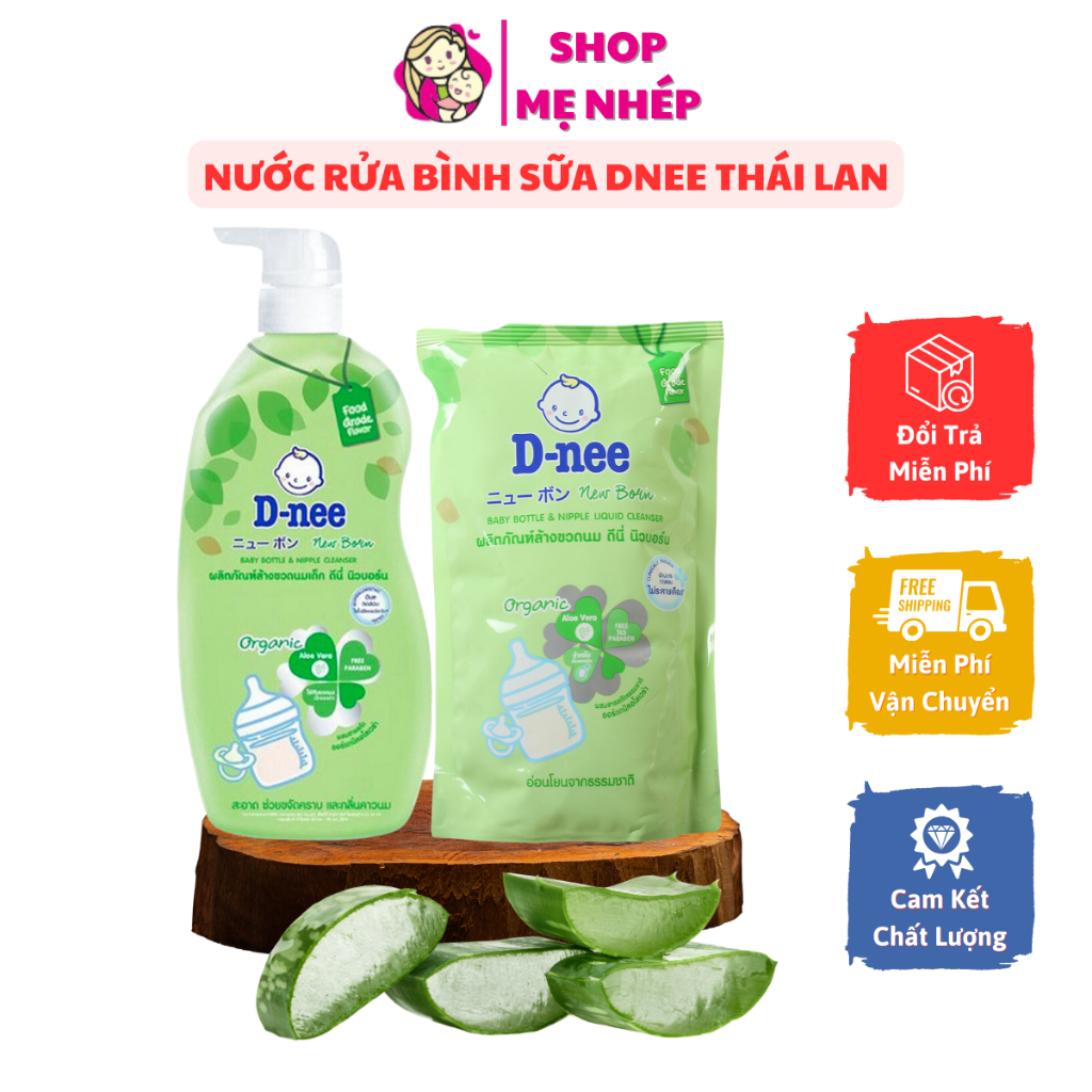 Nước rửa bình sữa Dnee organic Thái trà xanh túi 550ml/ chai 600ml